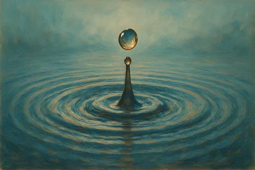 Raindrops on Water Painting  for Flow, abundance, and opportunities for North Direction