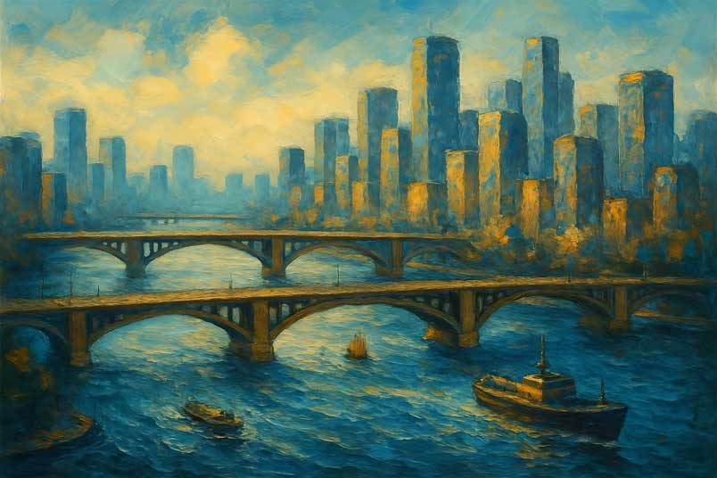 River Painting Wall Art for North Direction Flow, Abundance & Prosperity