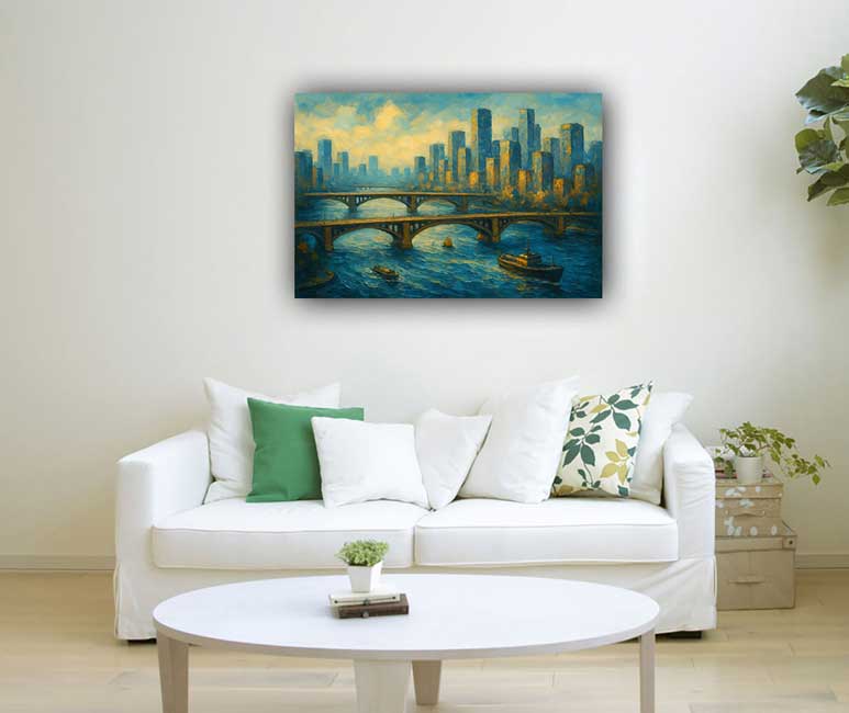River Painting Wall Art for North Direction Flow, Abundance & Prosperity