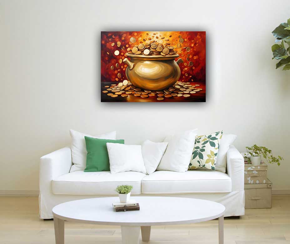 Golden Pot Overflowing with Gold Coins Painting