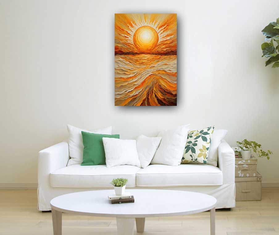 Abstract Painting of a Rising Sun for Wealth and Prosperity