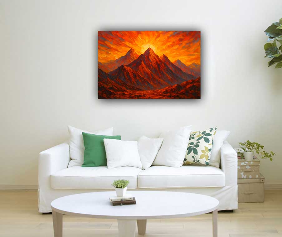 Canvas Painting of Mountains Soaring Heights