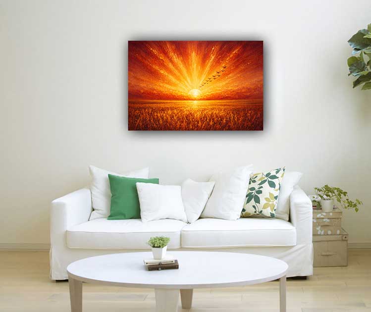 Sunrise of Wealth Wall Art Rising Sun Energizing Prosperity and Abundance