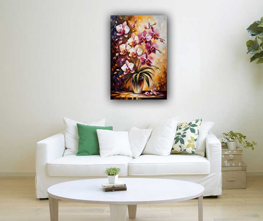 Floral Canvas Orchid Painting Southwest Flower Artwork