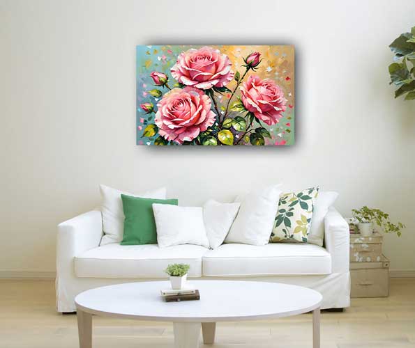 Floral Canvas Painting of Roses Ideal for Southwest Vastu