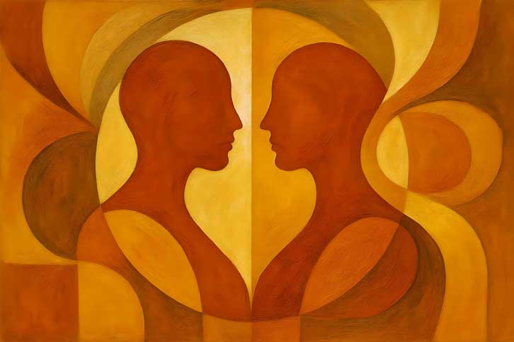 Abstract Wall Art for Relationship Harmony Warm Tones of Unity