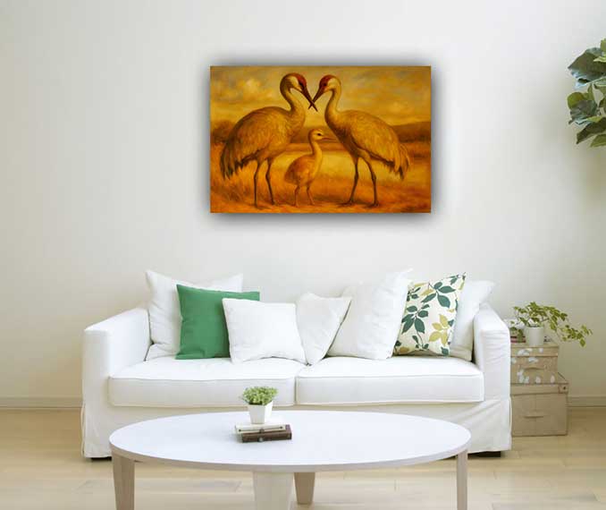 Canvas Wall Art of Two Cranes for Relationship Healing