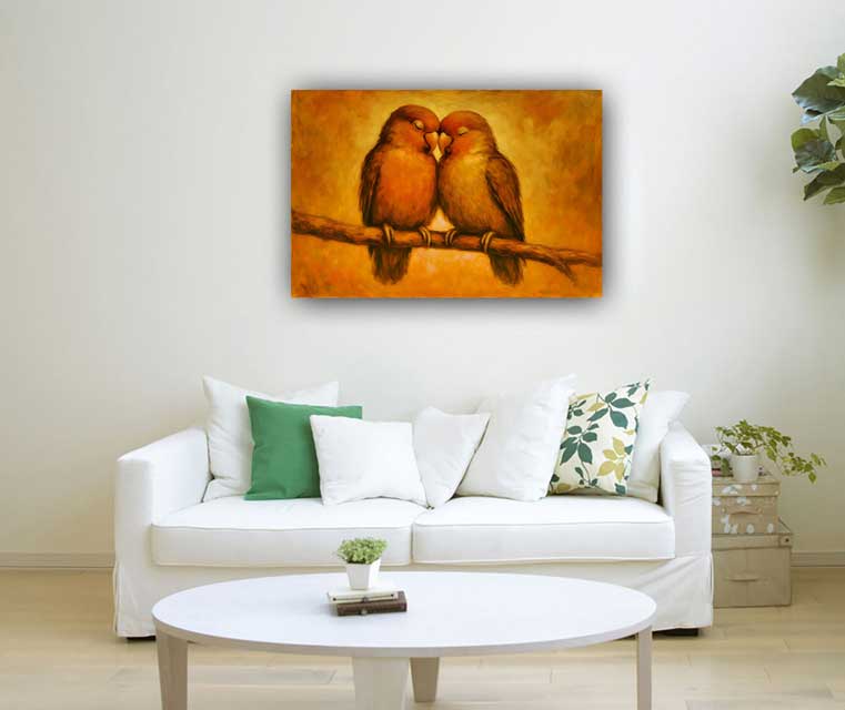 Canvas Paintings of Love Birds Vastu Symbol of Unity in Relationships