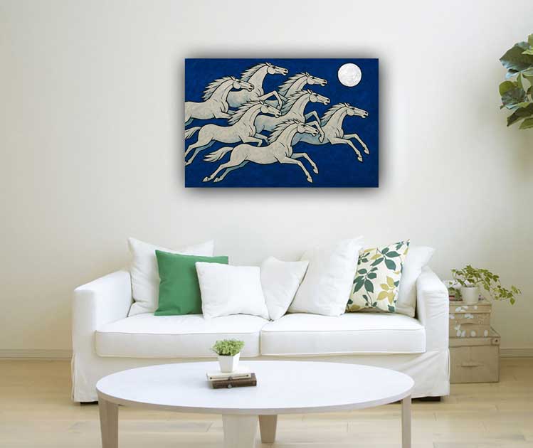 7 White Horses Painting for North Direction