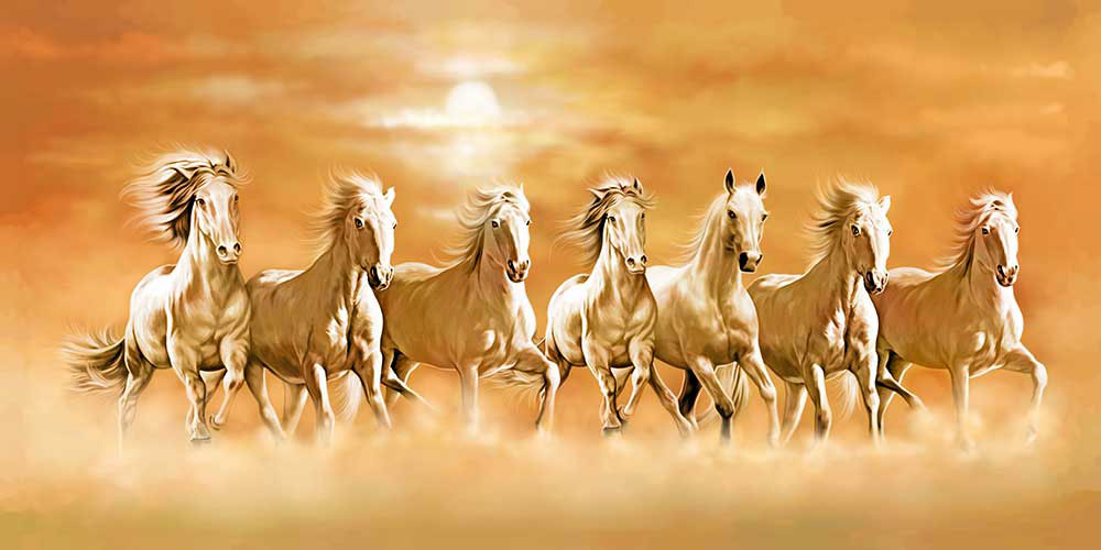 Lucky Seven Horses Painting 3004