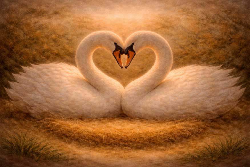 Wall Art of Pair of Swan for Loyalty, Romantic Harmony & Lasting Love