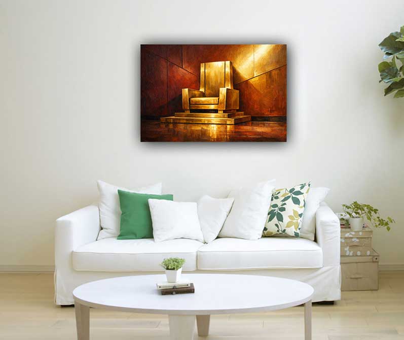 Modern Golden Throne Wall Art Symbol of Power, Confidence and Luxury