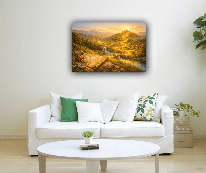 Painting of Treasure Map Landscape for Strategic Planning and Wealth Creation