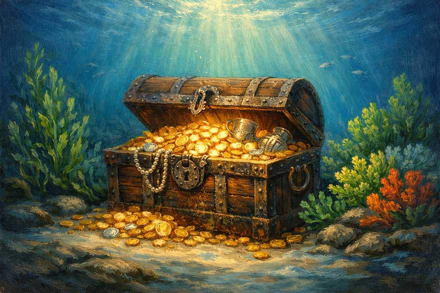 Treasure Chest Painting for North Direction for Prosperity & Wealth Vastu Wall Art