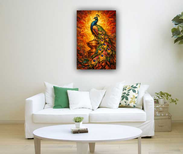 Vibrant Peacock Wall Art Symbol of Good Fortune and Luck