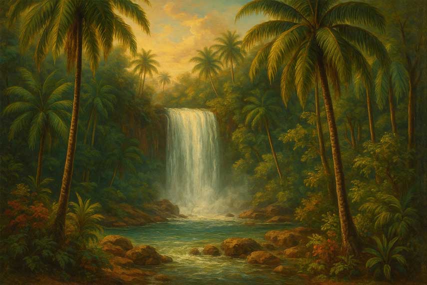 Waterfall Scenery Painting