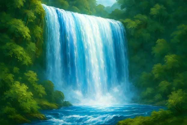 Wall Art Waterfall Canvas Painting for Career Growth and Progress