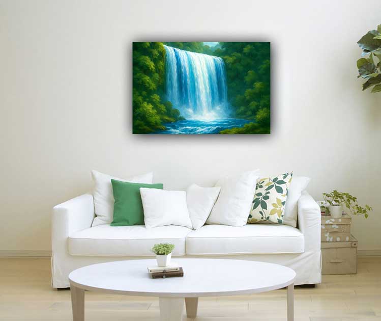 Wall Art Waterfall Canvas Painting for Career Growth and Progress