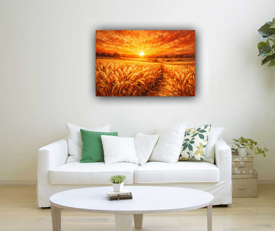 Harvest of Wealth Wall Art Bountiful Fields Symbolizing Prosperity and Abundance