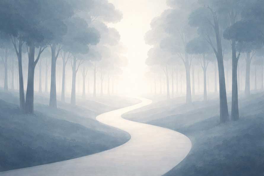 Painting of Winding Forest Trail for Personal Journey and Direction