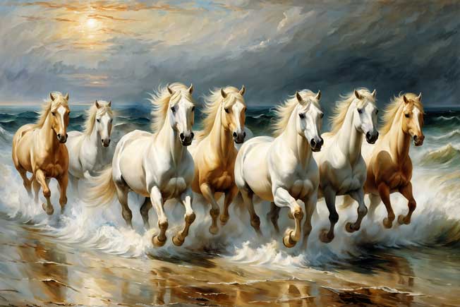 Seven White Horses Vastu Painting for Gains & Profit in the West