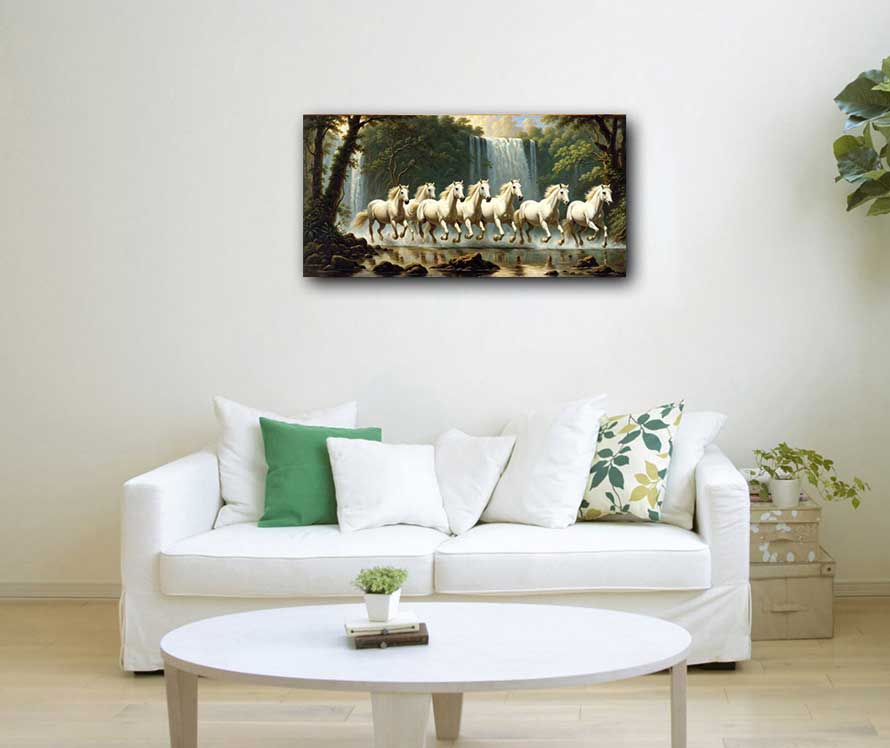 Seven White Horses Painting for Career Growth & Wealth Flow – Vastu & Feng Shui