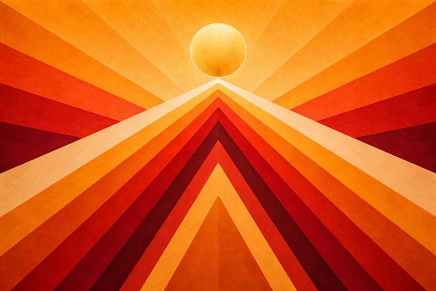 Abstract Geometric Radiating Pathways Canvas Painting for Strength and Confidence