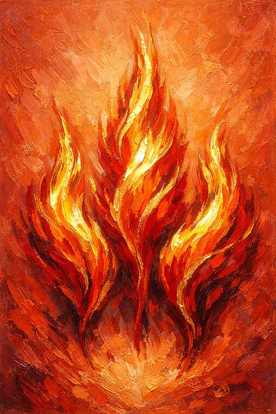 Wall Art Three Flames Canvas Painting for Energy and Transformation
