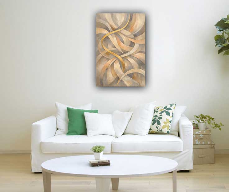 Abstract Painting of Interwoven Curves for Inventive Thinking and Dynamic Energy