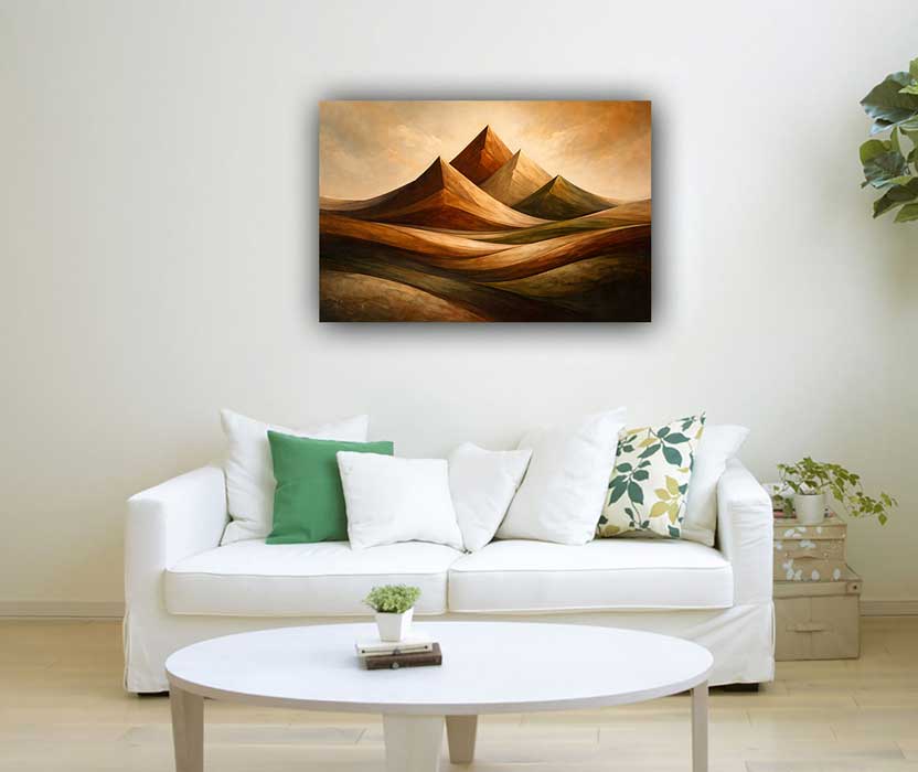 Abstract Geometric Mountain Painting for Strength, Stability & Grounded Energy