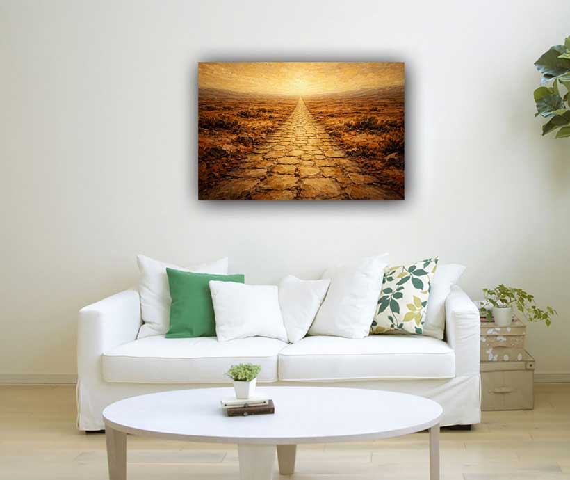 Wall Art Cobbled Pathway Painting for Secure Progress, Stability & Steady Growth