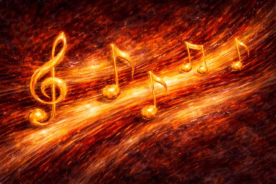 Golden Musical Notes Wall Art Symbol of Passion, Harmony and Creative Flow