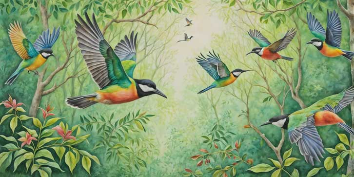 Flying Birds Painting for East Direction to Enhance Social Connection & Harmony