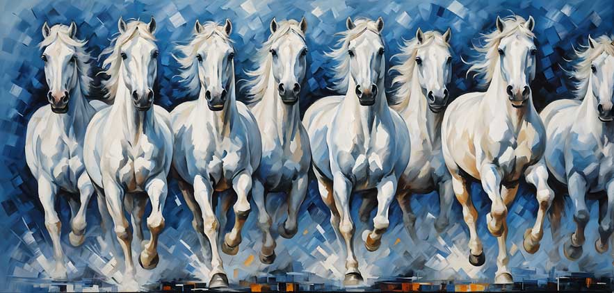 Eight White Horses Feng Shui Painting for Wealth Accumulation & Savings – West Direction