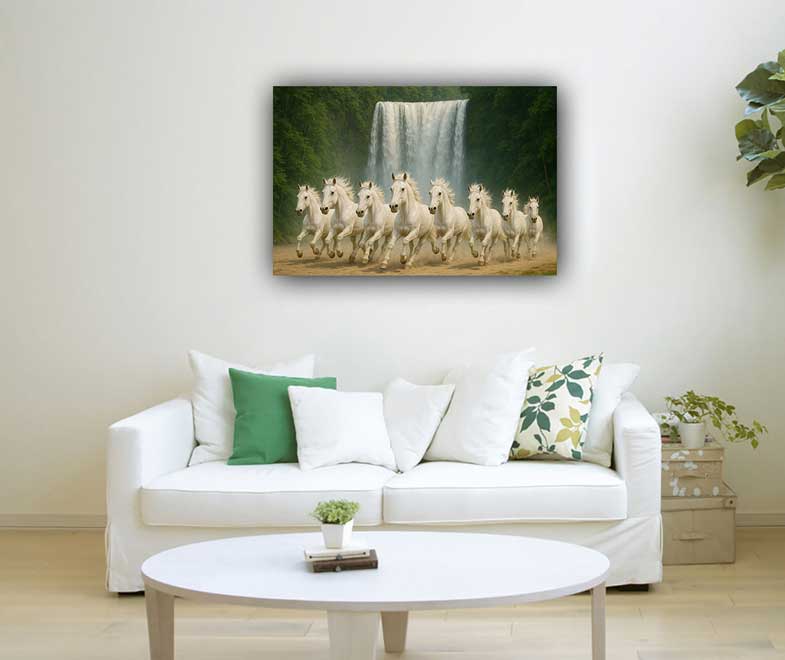 Feng Shui Running Horses with Waterfall