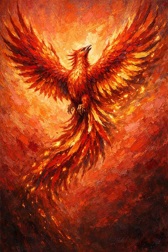 Wall Art Firebird Canvas Painting for Transformation and Success