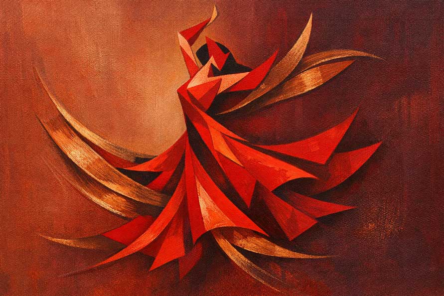 Abstract Flamenco Flow Wall Art Symbol of Energy, Movement and Passion