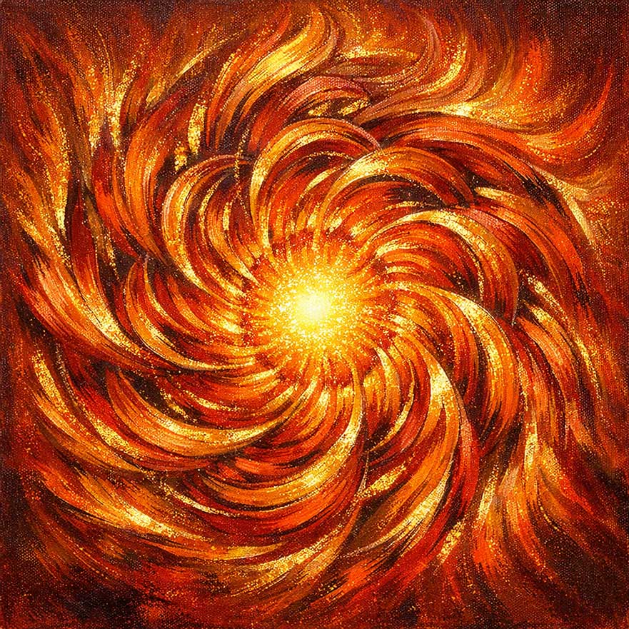 Abstract Fiery Swirls Wall Art Symbol of Enthusiasm, Energy and Zest for Life