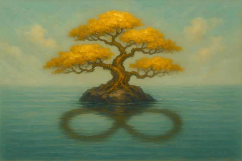 Painting of Money Tree with Reflection in North for Continuous Money Flow and Career Income