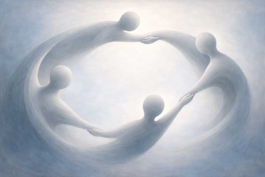 Wall Art of Helping Hands Circle Painting for Mentorship and Strong Support System