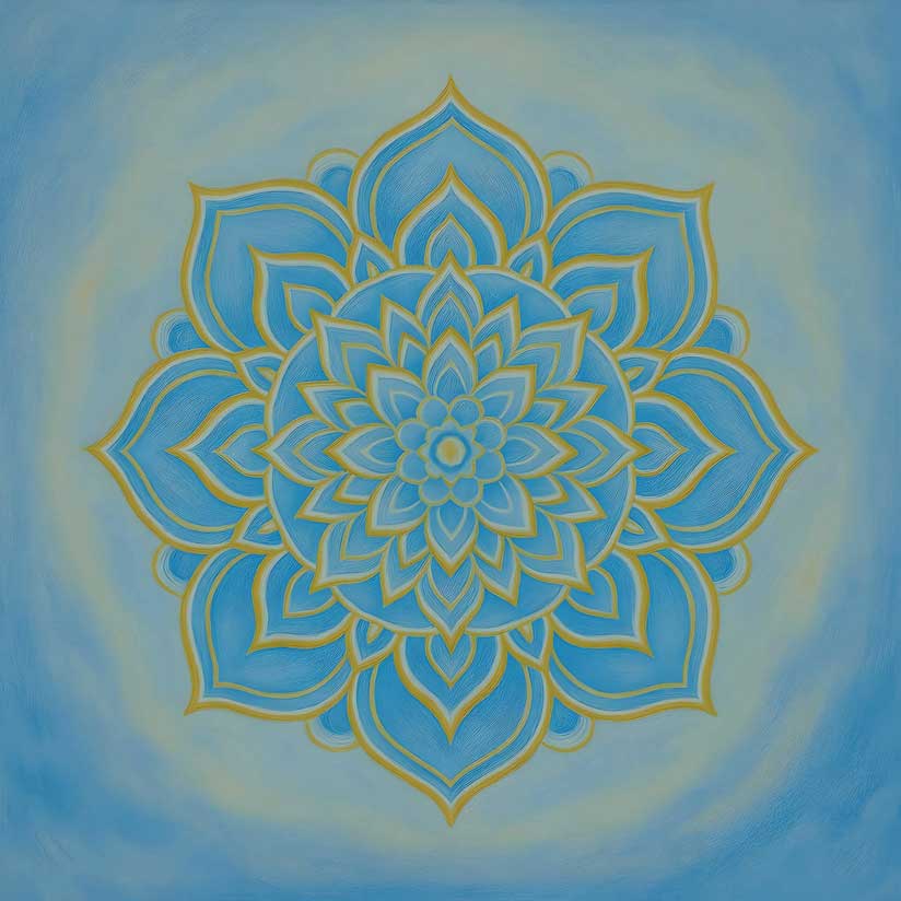Blue Lotus Mandala Wall Art – Spiritual Fengshui Painting for Northeast