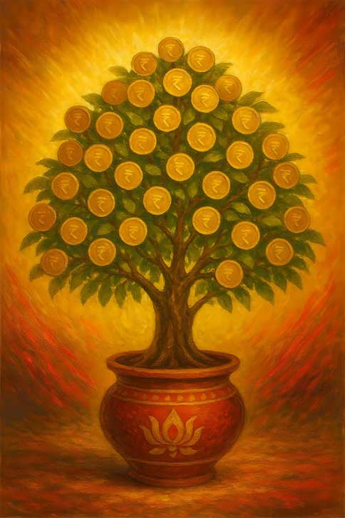 Painting of Money Tree with Coins in South-East for Wealth Generation and Business Growth