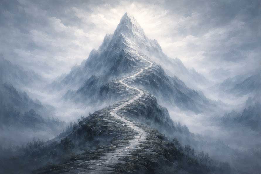 Wall Art of Mountain with Footpath Painting for Guidance and Life Journey