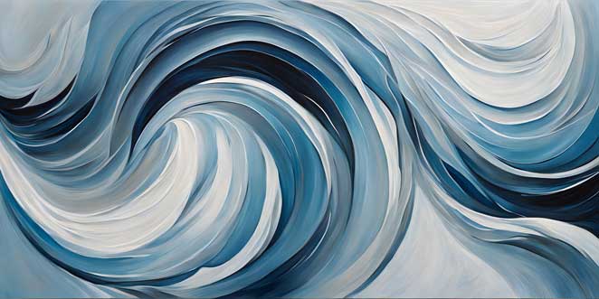 Flowing Tranquility - Abstract Water Element Painting for North Direction