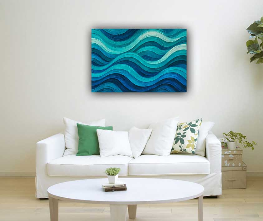 Artwork on Canvas Flowing Water Abstract for Career Enhancement