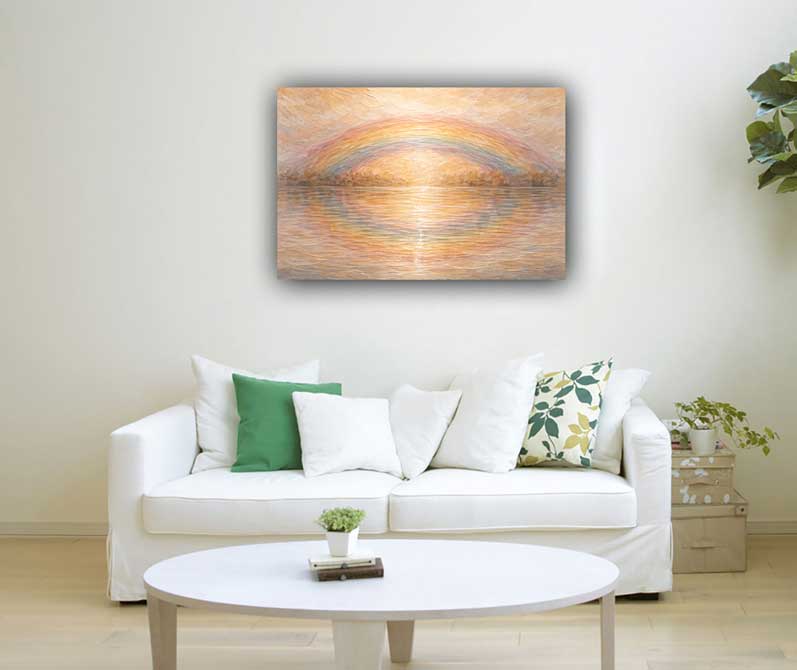 Abstract Painting of Rainbow Over Calm River for Multi-Dimensional Thinking and Optimism
