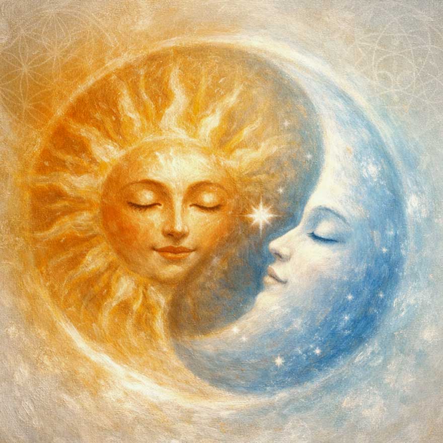 Sun and Moon in Harmony Wall Art for Balance & Enlightenment