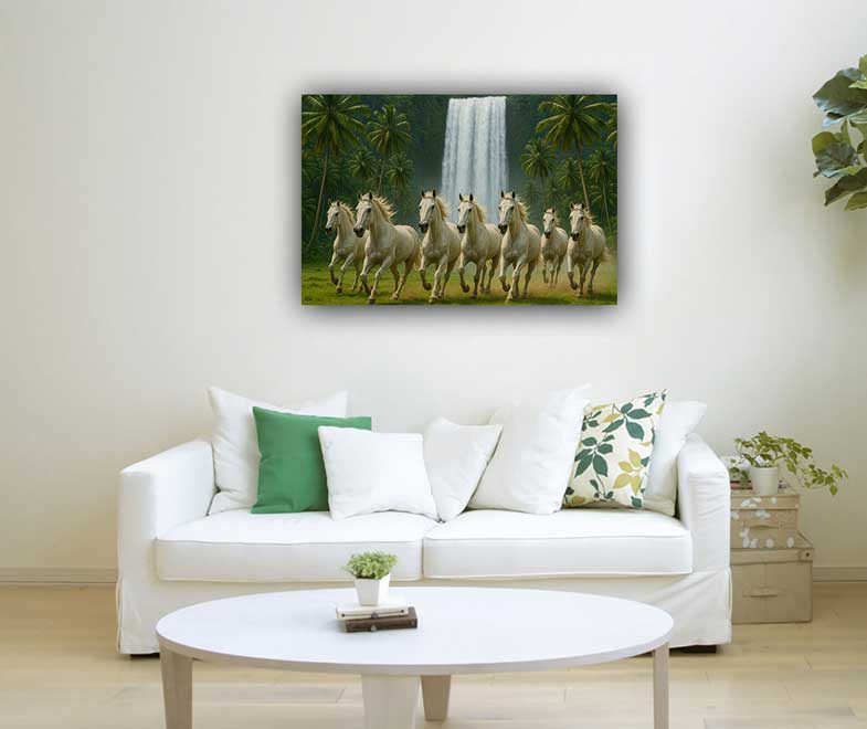 even Horses with Waterfall Vastu Painting for Career Growth in North