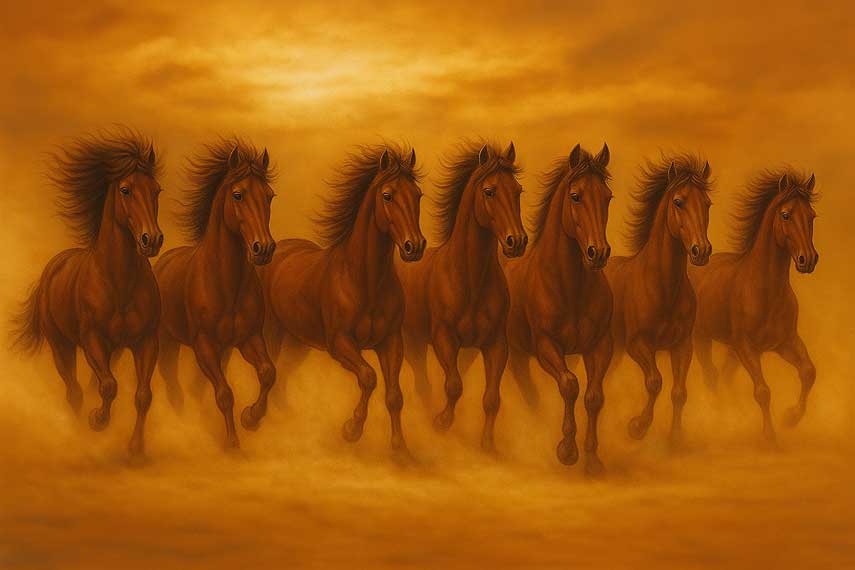 7 Running Horses Painting for Living Room
