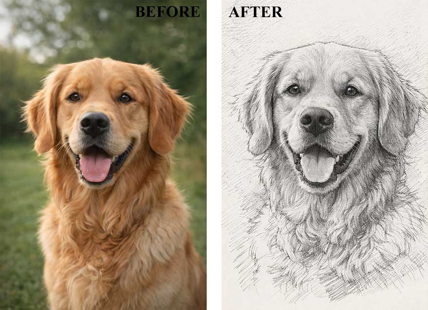 Dog Sketch Portrait